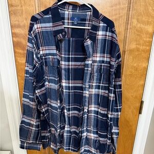 George Men's Navy and White Plaid Shirt Jacket